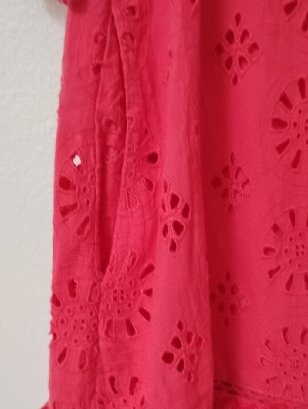 Anthropologie Red Eyelet Ruffle Shift Dress - Picture 10 of 16